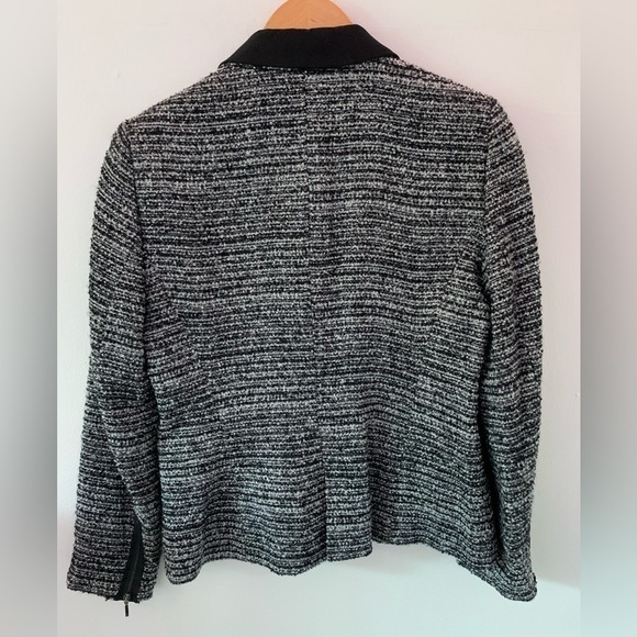 Zara Women’s Tweed Black and White Jacket Tuxedo-style Lapels Medium - Picture 2 of 7